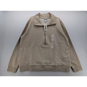 NWT Duluth Trading Co Women's Lazy French Terry 1/4 Zip Pullover in Tan size XL